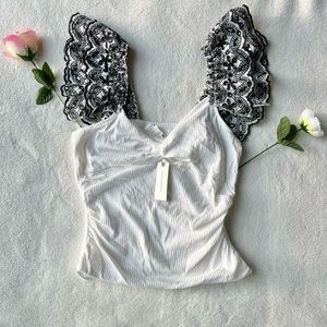 NWT Anthropologie Ruffle Eyelet Sleeve Top